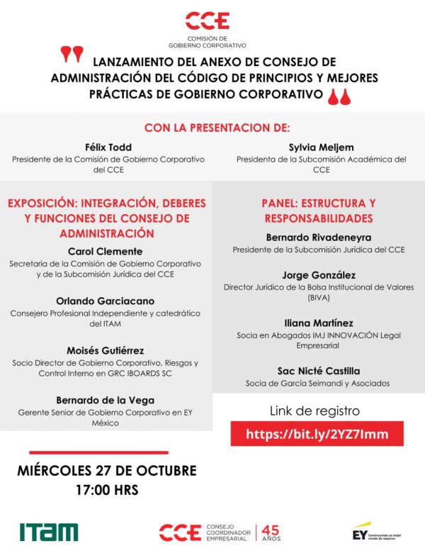 "Lanzamiento del Anexo del Consejo de Administración del Código de Principios y Mejores Prácticas de Gobierno Corporativo"